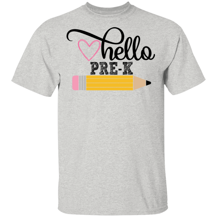 CustomCat Gosszy - Hello Pre-K grade Apparel G500 5.3 oz. T-Shirt / Ash / S