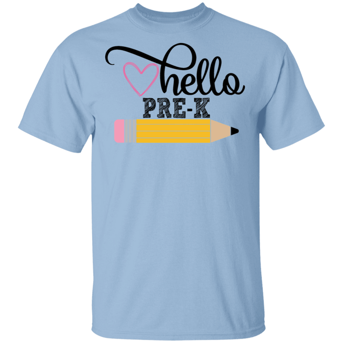 CustomCat Gosszy - Hello Pre-K grade Apparel G500 5.3 oz. T-Shirt / Light Blue / S