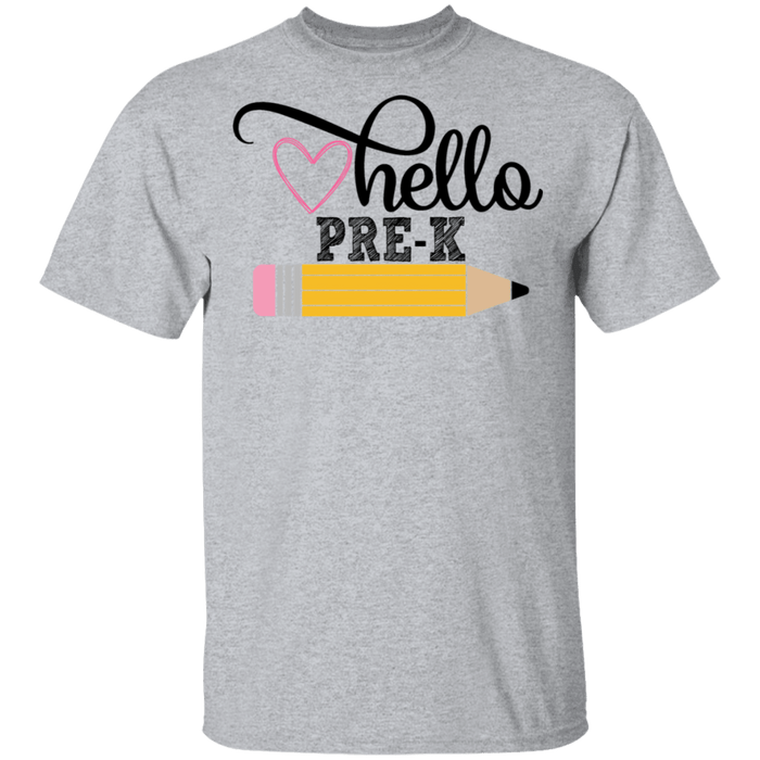 CustomCat Gosszy - Hello Pre-K grade Apparel G500 5.3 oz. T-Shirt / Sport Grey / S