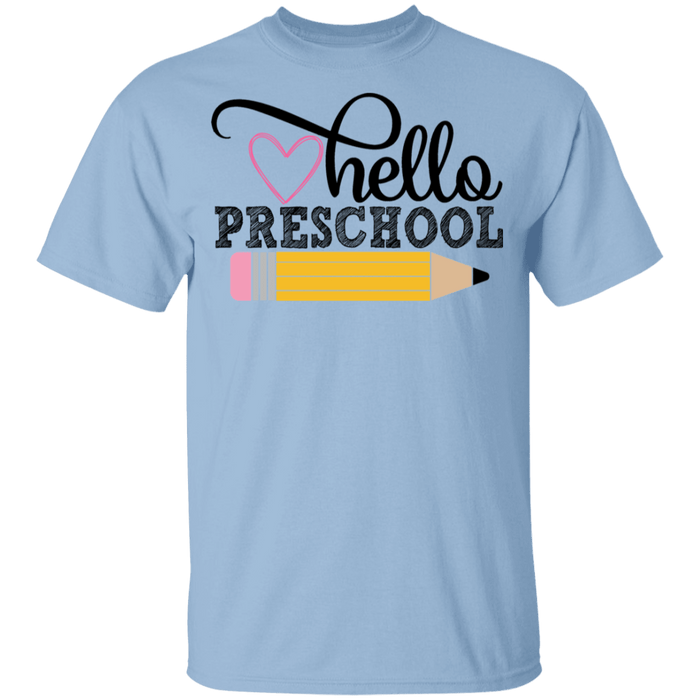 CustomCat Gosszy - Hello Preschool grade Apparel G500B Youth 5.3 oz 100% Cotton T-Shirt / Light Blue / YXS