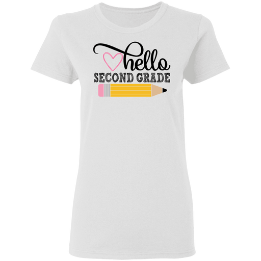 CustomCat Gosszy - Hello Second grade Apparel G500L Ladies' 5.3 oz. T-Shirt / White / S