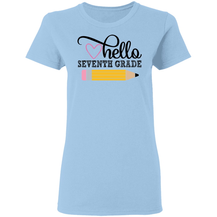 CustomCat Gosszy - Hello Seventh grade Apparel G500L Ladies' 5.3 oz. T-Shirt / Light Blue / S