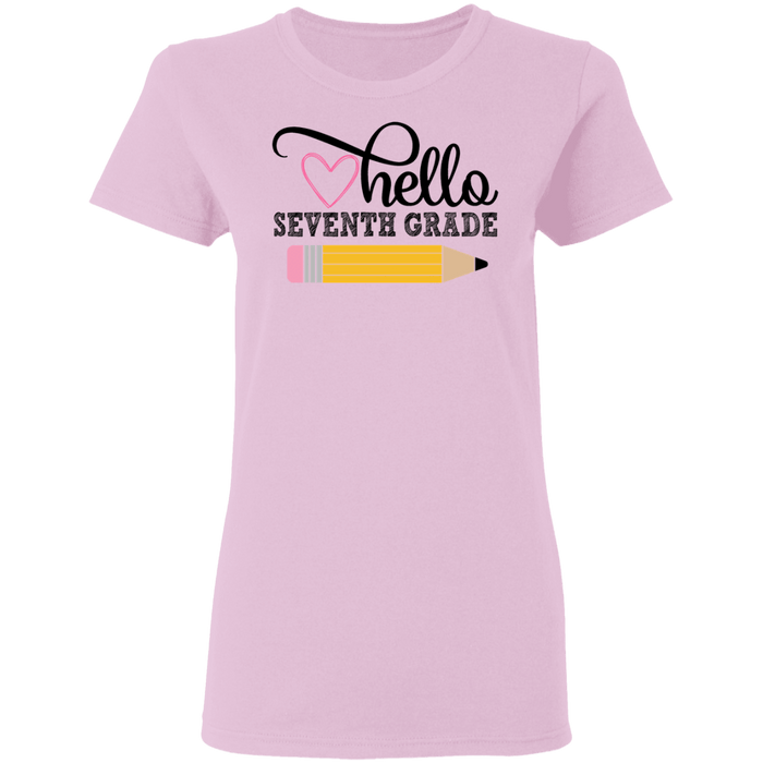 CustomCat Gosszy - Hello Seventh grade Apparel G500L Ladies' 5.3 oz. T-Shirt / Light Pink / S