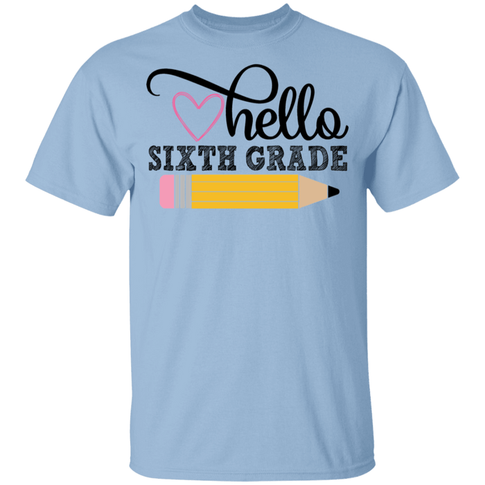 CustomCat Gosszy - Hello Sixth grade Apparel G500B Youth 5.3 oz 100% Cotton T-Shirt / Light Blue / YXS