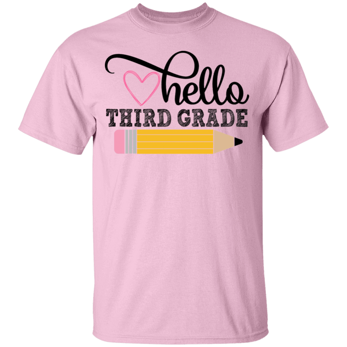 CustomCat Gosszy - Hello Third grade Apparel G500B Youth 5.3 oz 100% Cotton T-Shirt / Light Pink / YXS