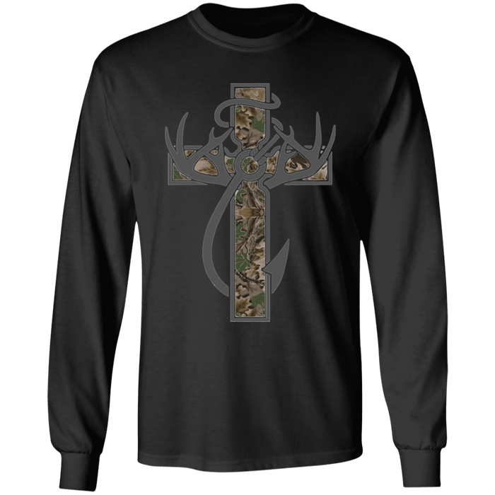 CustomCat Gosszy - Hunter Cross - tshirt Apparel G240 Gildan LS Ultra Cotton T-Shirt / Black / S