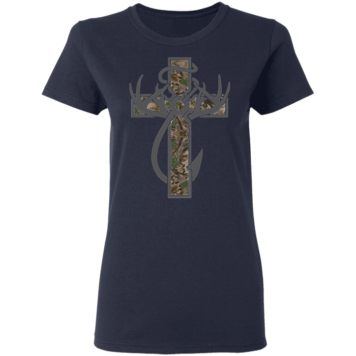 CustomCat Gosszy - Hunter Cross - tshirt Apparel G500L Gildan Ladies' 5.3 oz. T-Shirt / Navy / S