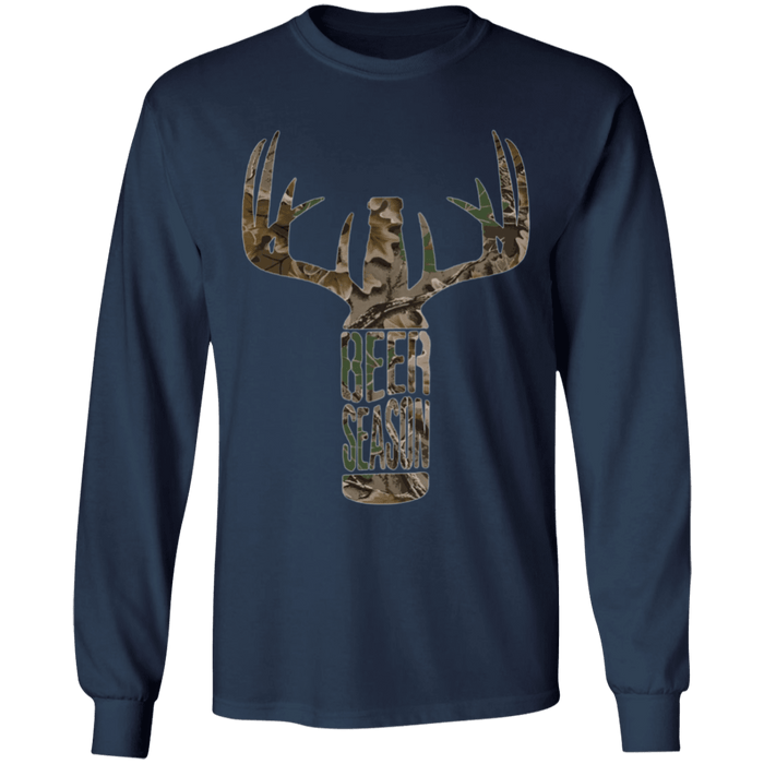 CustomCat Gosszy - Hunting beer - tshirt Apparel G240 Gildan LS Ultra Cotton T-Shirt / Navy / S