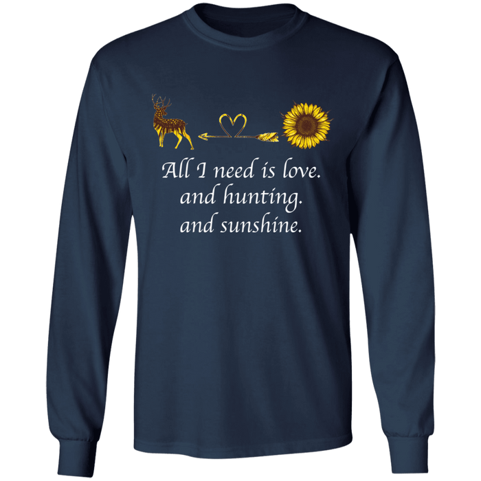 CustomCat Gosszy - Hunting sunshine - tshirt Apparel G240 Gildan LS Ultra Cotton T-Shirt / Navy / S