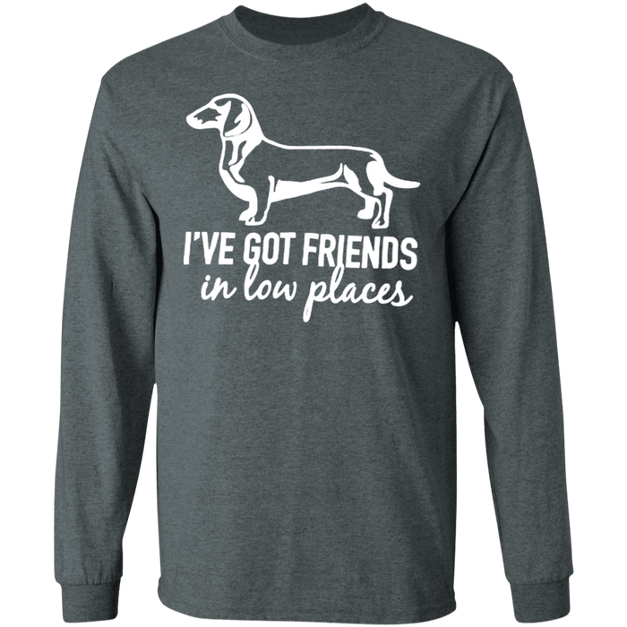 CustomCat Gosszy - i've got friends, dog - tshirt Apparel G240 Gildan LS Ultra Cotton T-Shirt / Dark Heather / S