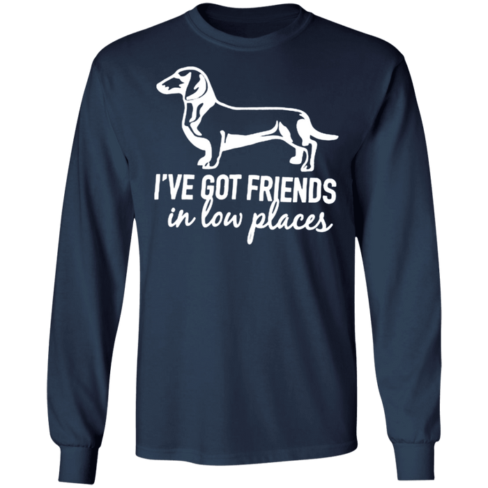 CustomCat Gosszy - i've got friends, dog - tshirt Apparel G240 Gildan LS Ultra Cotton T-Shirt / Navy / S