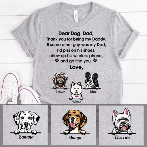 Gosszy Gosszy - Personalized Dear Dog Dad T-shirt & Hoodie, Custom Dog Breeds & Name, Daddy Gift, Funny Dog Tee, Good Sweat Absorbing Shirt, Dog Lovers Tshirt Basic Tee / White / S