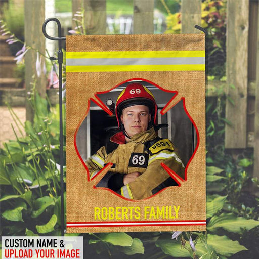 Gosszy Gosszy - Personalized Firefighters Garden Flag - Upload Your Image Flag Garden Flag Without flagpole