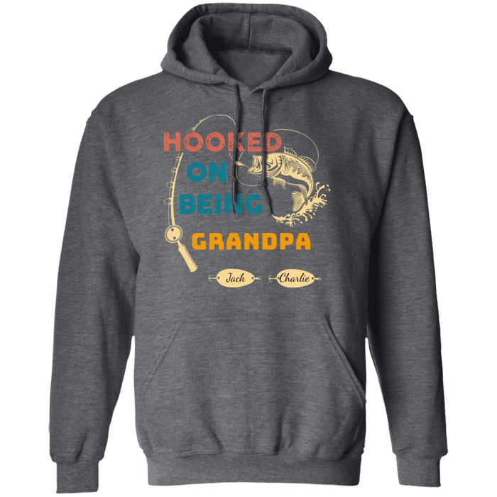 CustomCat Gosszy - Personalized Fishing hooked 2 Apparel G185 Pullover Hoodie 8 oz. / Dark Heather / S