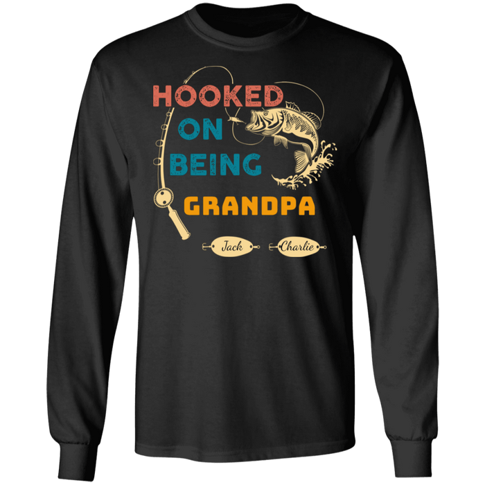 CustomCat Gosszy - Personalized Fishing hooked 2 Apparel G240 LS Ultra Cotton T-Shirt / Black / S