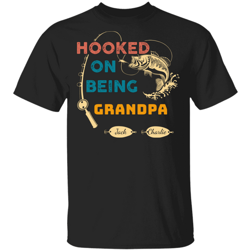 CustomCat Gosszy - Personalized Fishing hooked 2 Apparel G500 5.3 oz. T-Shirt / Black / S