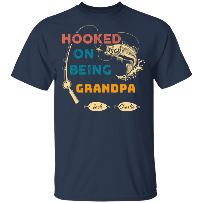 CustomCat Gosszy - Personalized Fishing hooked 2 Apparel G500 5.3 oz. T-Shirt / Navy / S