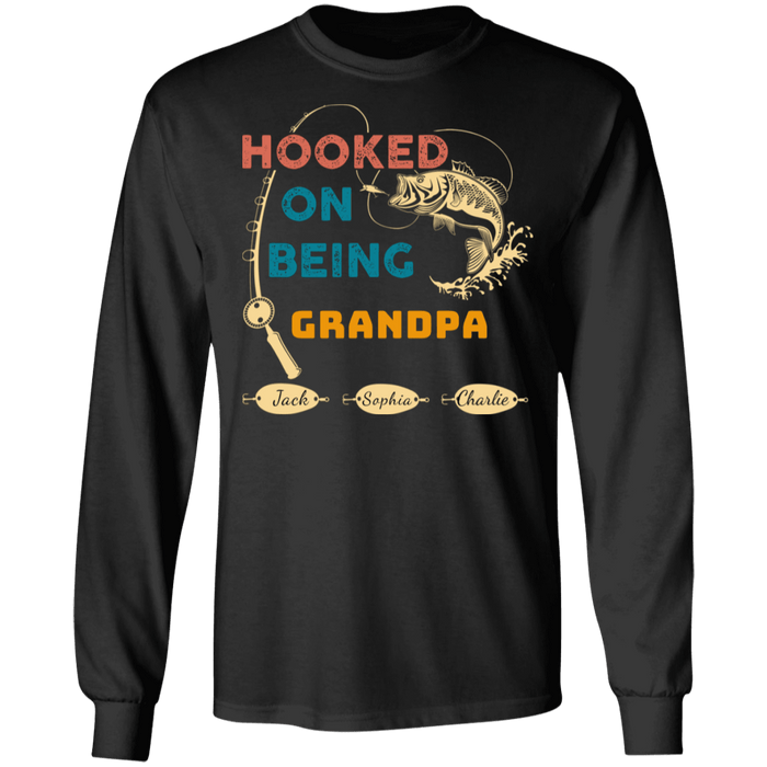 CustomCat Gosszy - Personalized Fishing hooked 3 Apparel G240 LS Ultra Cotton T-Shirt / Black / S