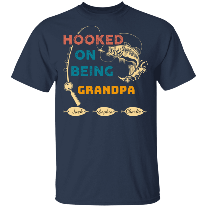 CustomCat Gosszy - Personalized Fishing hooked 3 Apparel G500 5.3 oz. T-Shirt / Navy / S