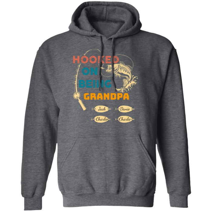 CustomCat Gosszy - Personalized Fishing hooked 4 Apparel G185 Pullover Hoodie 8 oz. / Dark Heather / S