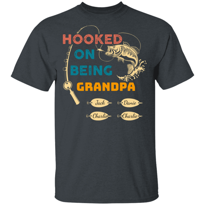 CustomCat Gosszy - Personalized Fishing hooked 4 Apparel G500 5.3 oz. T-Shirt / Dark Heather / S