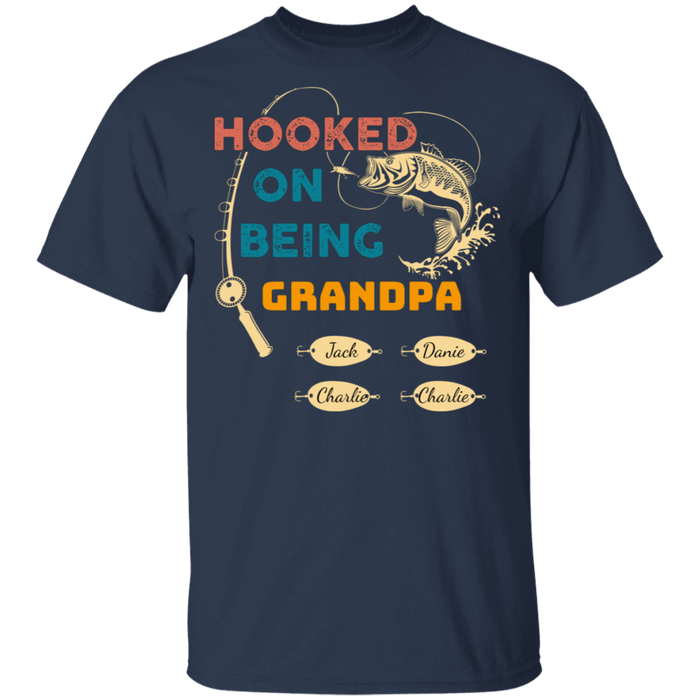 CustomCat Gosszy - Personalized Fishing hooked 4 Apparel G500 5.3 oz. T-Shirt / Navy / S