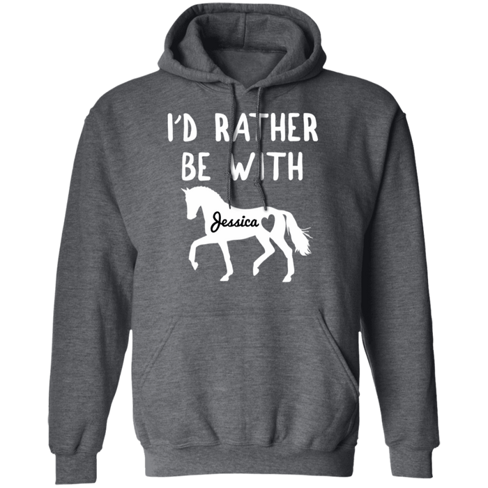 CustomCat Gosszy - Rather be with horse personalized - tshirt  G185 Gildan Pullover Hoodie 8 oz. / Dark Heather / S