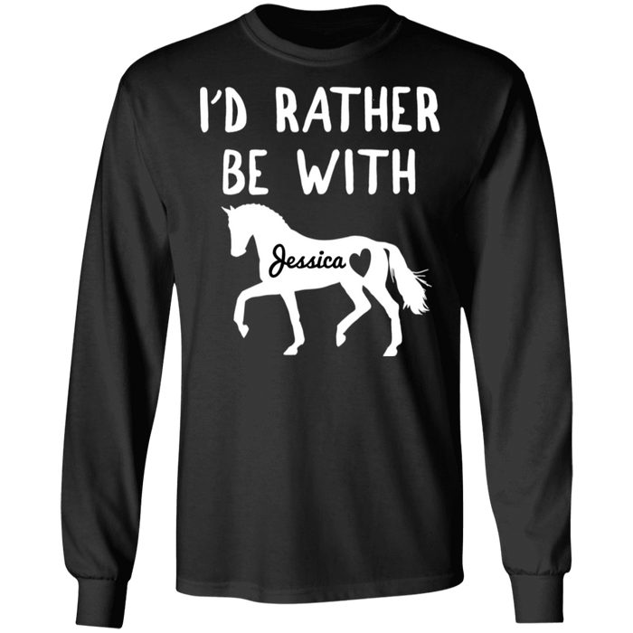 CustomCat Gosszy - Rather be with horse personalized - tshirt  G240 Gildan LS Ultra Cotton T-Shirt / Black / S