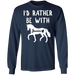 CustomCat Gosszy - Rather be with horse personalized - tshirt  G240 Gildan LS Ultra Cotton T-Shirt / Navy / S