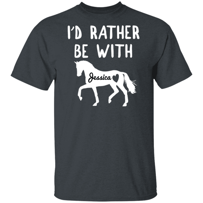 CustomCat Gosszy - Rather be with horse personalized - tshirt  G500 Gildan 5.3 oz. T-Shirt / Dark Heather / S