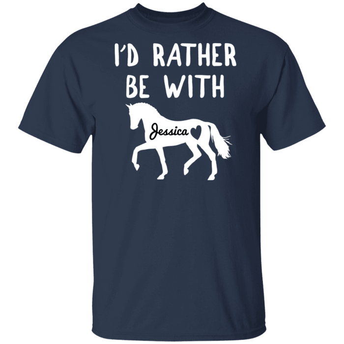 CustomCat Gosszy - Rather be with horse personalized - tshirt  G500 Gildan 5.3 oz. T-Shirt / Navy / S