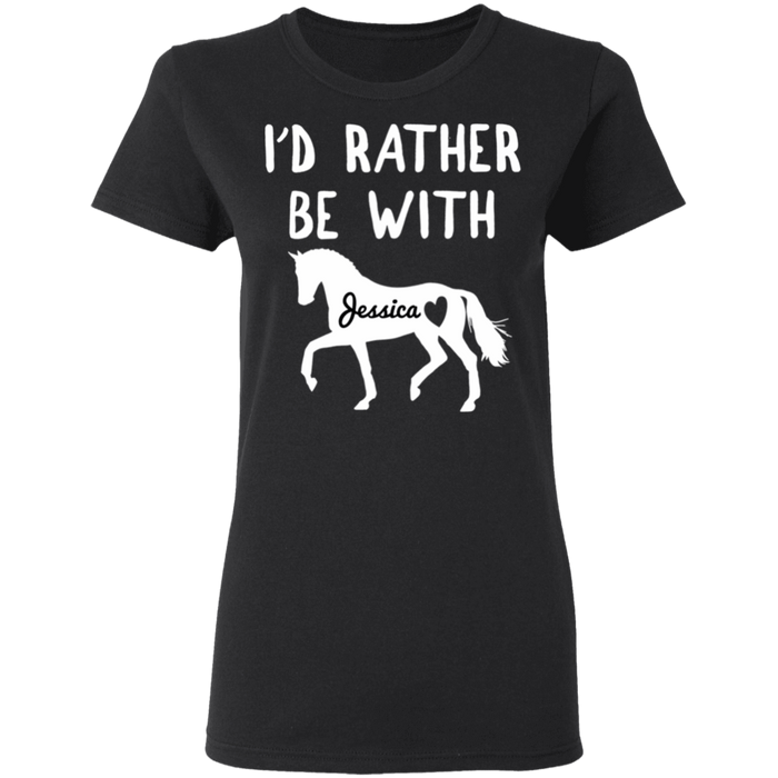 CustomCat Gosszy - Rather be with horse personalized - tshirt  G500L Gildan Ladies' 5.3 oz. T-Shirt / Black / S