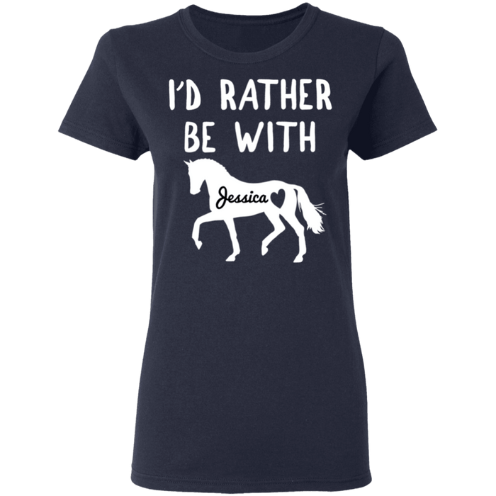 CustomCat Gosszy - Rather be with horse personalized - tshirt  G500L Gildan Ladies' 5.3 oz. T-Shirt / Navy / S