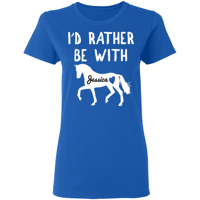 CustomCat Gosszy - Rather be with horse personalized - tshirt  G500L Gildan Ladies' 5.3 oz. T-Shirt / Royal / S