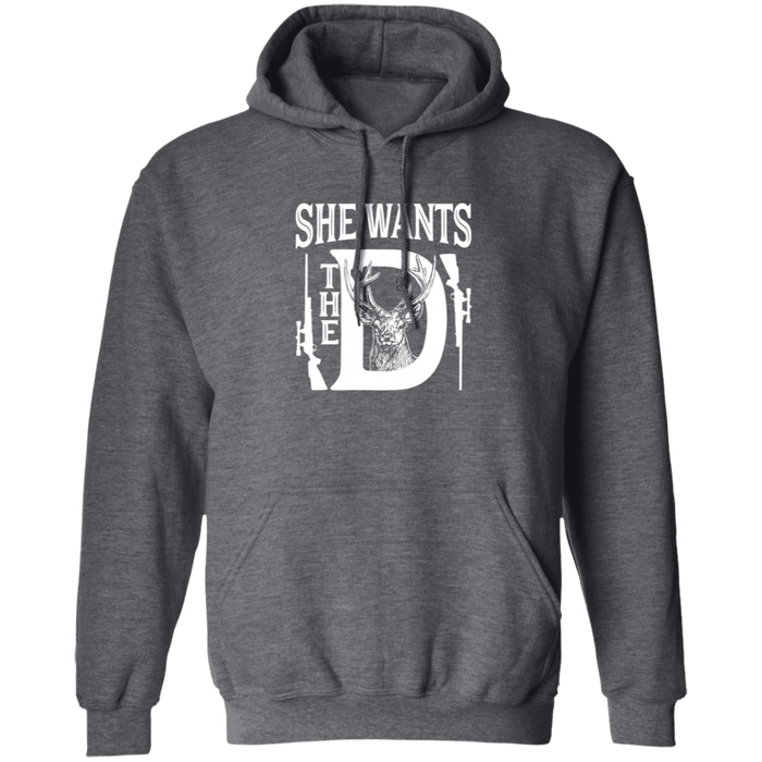 CustomCat Gosszy - she want..D, deerhunting - tshirt Apparel G185 Gildan Pullover Hoodie 8 oz. / Dark Heather / S