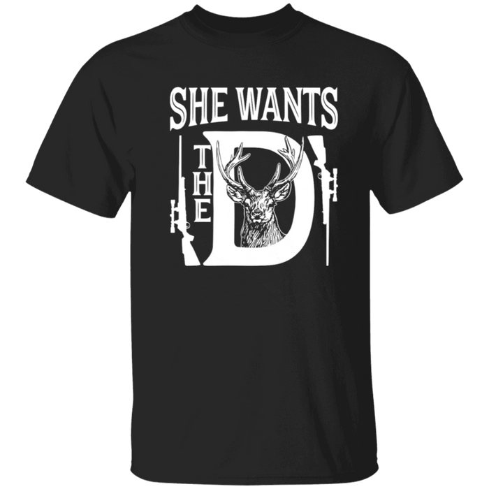 CustomCat Gosszy - she want..D, deerhunting - tshirt Apparel G500 Gildan 5.3 oz. T-Shirt / Black / S