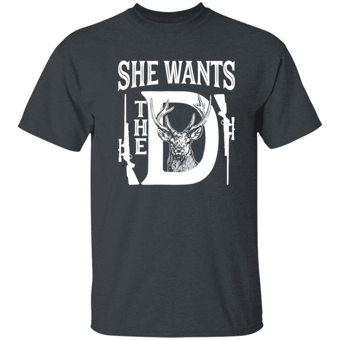 CustomCat Gosszy - she want..D, deerhunting - tshirt Apparel G500 Gildan 5.3 oz. T-Shirt / Dark Heather / S