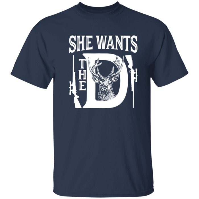 CustomCat Gosszy - she want..D, deerhunting - tshirt Apparel G500 Gildan 5.3 oz. T-Shirt / Navy / S