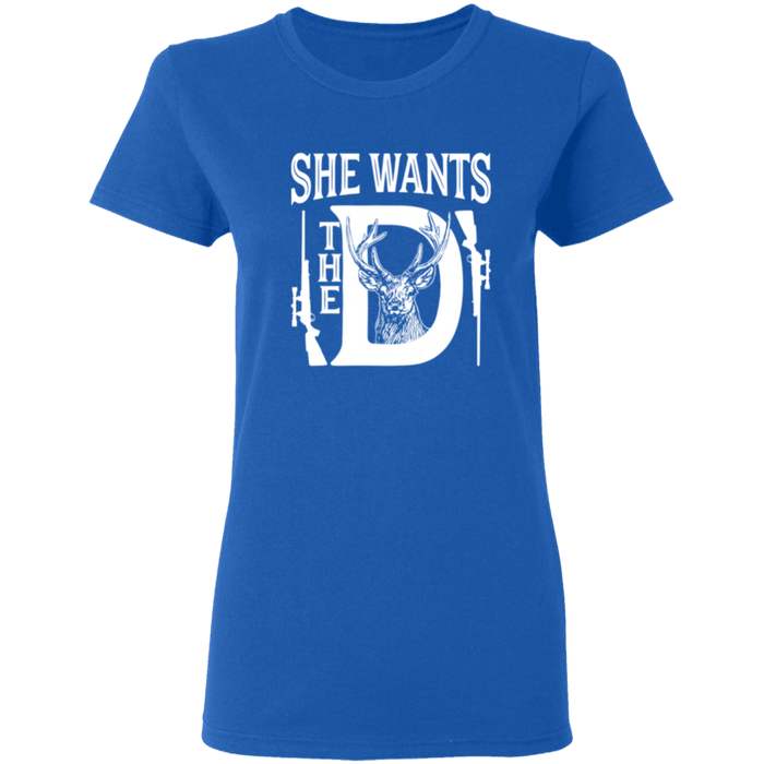 CustomCat Gosszy - she want..D, deerhunting - tshirt Apparel G500L Gildan Ladies' 5.3 oz. T-Shirt / Royal / S