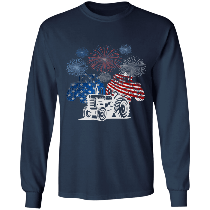 CustomCat Gosszy - Tractor farm - tshirt Apparel G240 Gildan LS Ultra Cotton T-Shirt / Navy / S