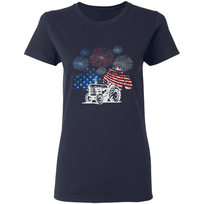 CustomCat Gosszy - Tractor farm - tshirt Apparel G500L Gildan Ladies' 5.3 oz. T-Shirt / Navy / S