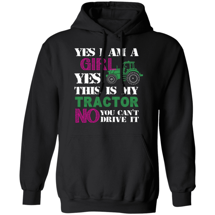 CustomCat Gosszy - Yes, i'm girl tractor, farmer - tshirt Apparel G185 Gildan Pullover Hoodie 8 oz. / Black / S