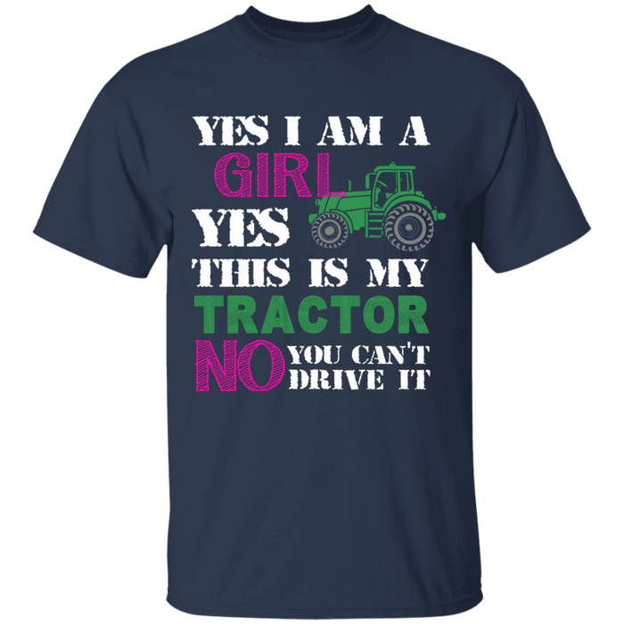 CustomCat Gosszy - Yes, i'm girl tractor, farmer - tshirt Apparel G500 Gildan 5.3 oz. T-Shirt / Navy / S