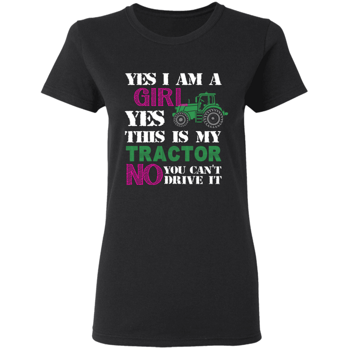 CustomCat Gosszy - Yes, i'm girl tractor, farmer - tshirt Apparel G500L Gildan Ladies' 5.3 oz. T-Shirt / Black / S