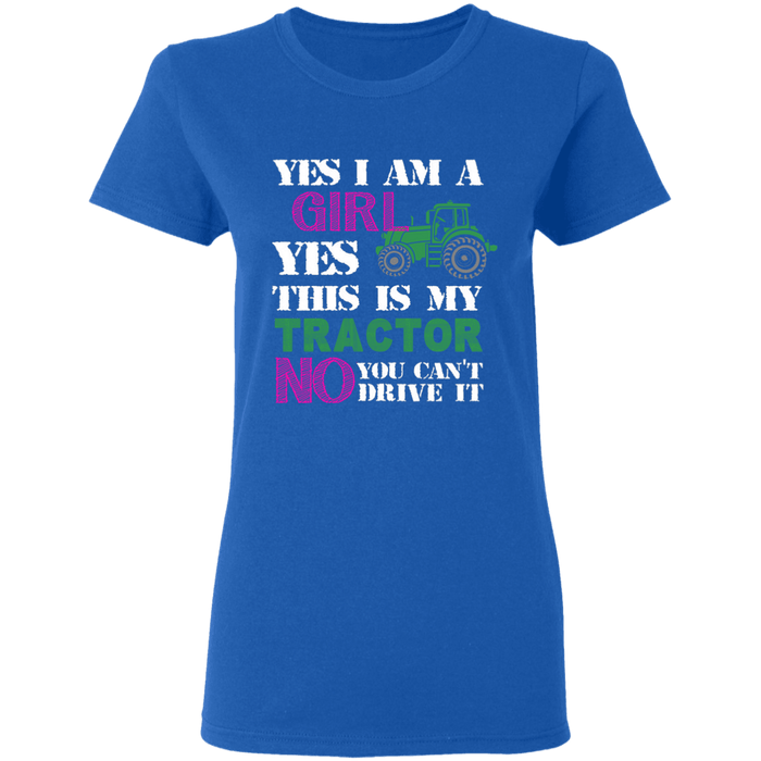 CustomCat Gosszy - Yes, i'm girl tractor, farmer - tshirt Apparel G500L Gildan Ladies' 5.3 oz. T-Shirt / Royal / S