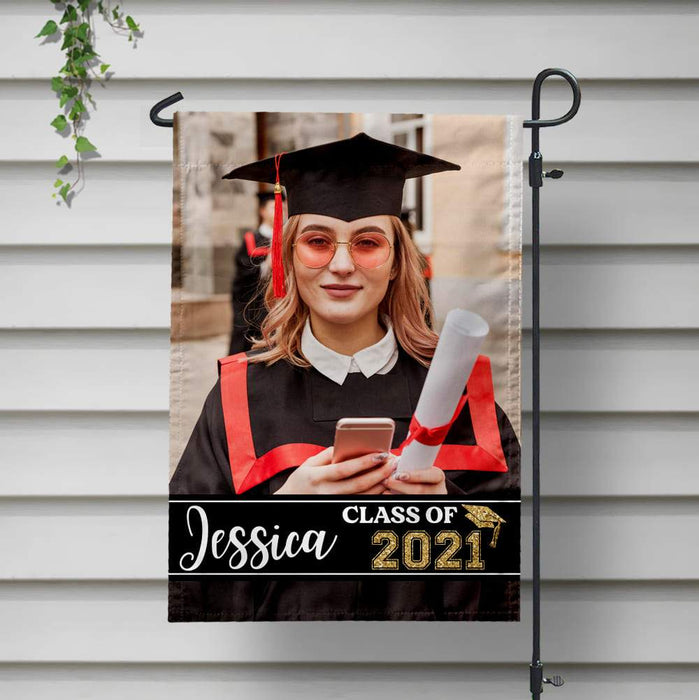 Gosszy Graduation Class of 2021 Upload Photo Garden Flag, Graduation Gift, Senior Gift Garden Flag