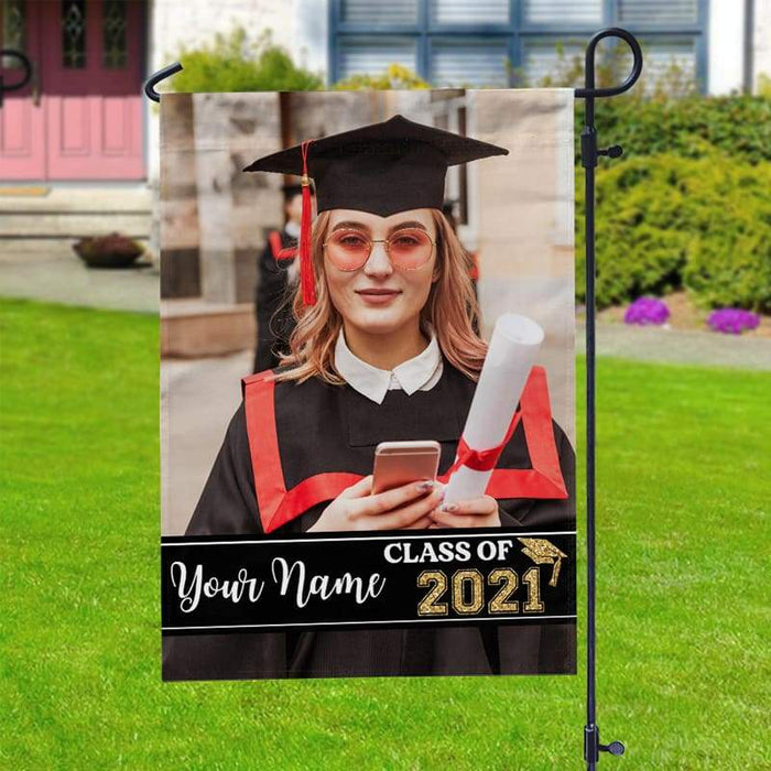 Gosszy Graduation Class of 2021 Upload Photo Garden Flag, Graduation Gift, Senior Gift Garden Flag Without flagpole