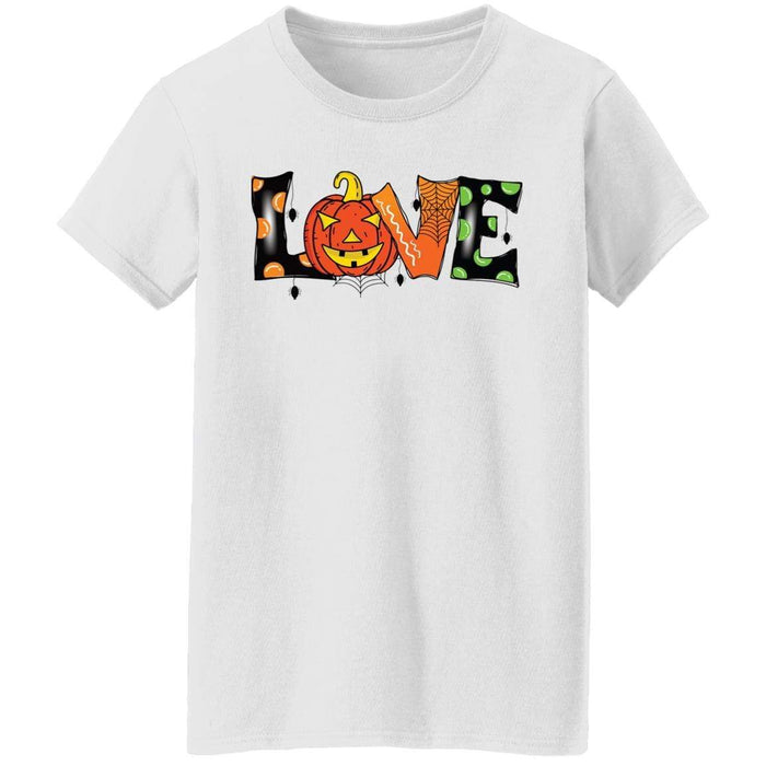 CustomCat Halloween Love Shirt, Funny Halloween Apparel G500L Ladies' 5.3 oz. T-Shirt / White / S