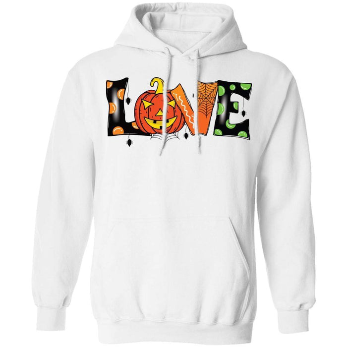 CustomCat Halloween Love Shirt, Funny Halloween Apparel Z66 Pullover Hoodie / White / S