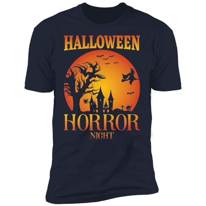 CustomCat Halloween T-shirt, Silhouette Horror Night, Happy Halloween Tshirt Premium T-Shirt / Midnight Navy / X-Small
